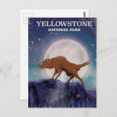 イエローストーン国立公園ウルフヴィンテージポスター ポストカード (正面/裏面)