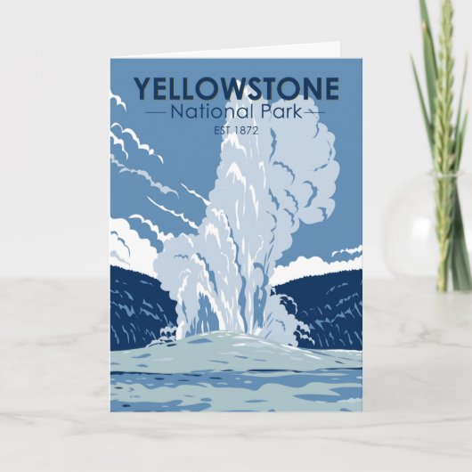 イエローストーン国立公園オールド忠実ヴィンテージ カード (正面)