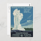 イエローストーン国立公園オールド忠実1938 ポストカード (正面/裏面)