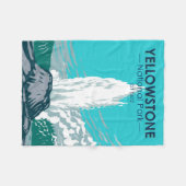 イエローストーン国立公園キャッスルゲイザーヴィンテージ フリースブランケット (正面(横))