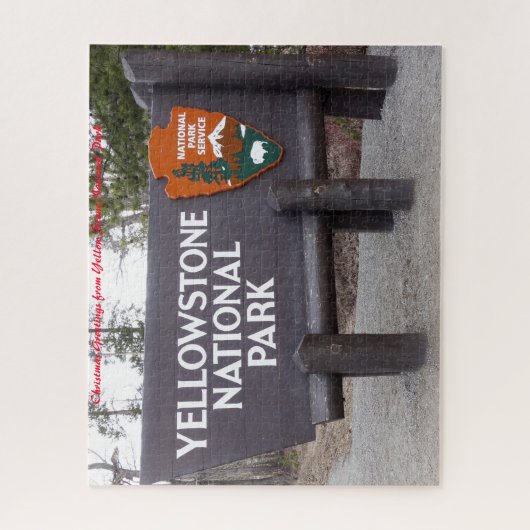 イエローストーン国立公園クリスマスの挨拶 ジグソーパズル (縦)