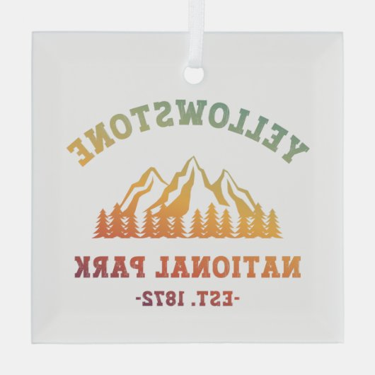 イエローストーン国立公園グラディエントハイキングキャンプ ガラスオーナメント (裏面)