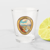 イエローストーン国立公園ハイデンバレー旅行芸術 ショットグラス (正面)