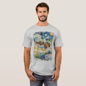 イエローストーン国立公園バイソン ビンテージ・ゴッホ Tシャツ (正面フル)