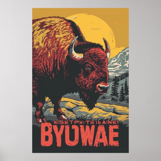 イエローストーン国立公園バッファロー旅行ポスター ポスター (正面)