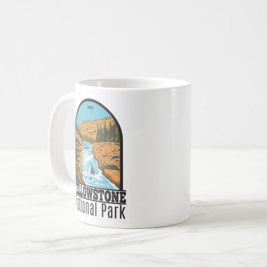イエローストーン国立公園ファイアホール滝ヴィンテージ コーヒーマグカップ (正面左)