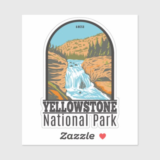 イエローストーン国立公園ファイアホール滝ヴィンテージ シール (シート)