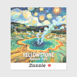 イエローストーン国立公園ホットスプリング ヴァンゴッホ アート シール