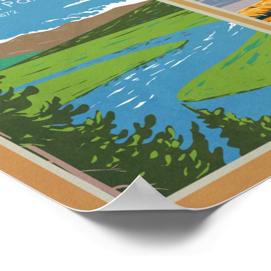 イエローストーン国立公園ランドマークコラージュ ポスター (角)