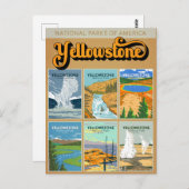 イエローストーン国立公園ランドマークコラージュ ポストカード (正面/裏面)