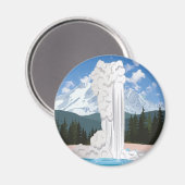 イエローストーン国立公園レトロオールド忠実 マグネット (正面/裏面)