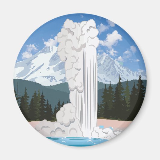 イエローストーン国立公園レトロオールド忠実 マグネット (正面)