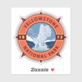 イエローストーン国立公園レトロコンパスエンブレム シール (シート)