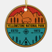 イエローストーン国立公園レトロワイオミングUSAビソン セラミックオーナメント (正面)