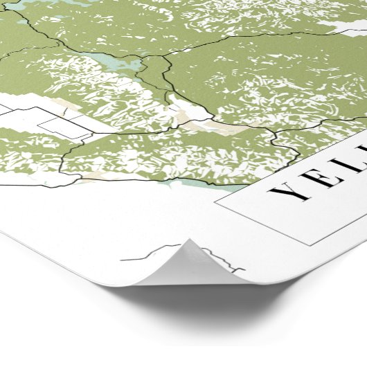 イエローストーン国立公園レトロ通りマップ ポスター (角)