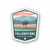 イエローストーン国立公園レトロ |ダイカットのシール シール (正面)