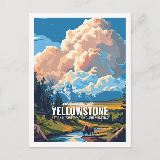 イエローストーン国立公園ワイオミングとモンタナ ポストカード (正面)