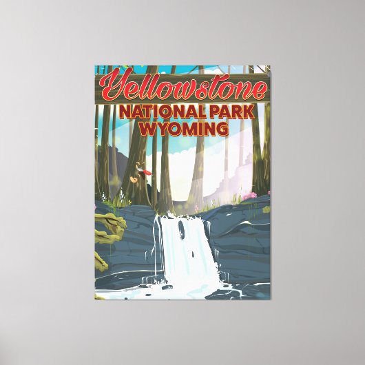 イエローストーン国立公園ワイオミング旅行ポスター キャンバスプリント (正面)