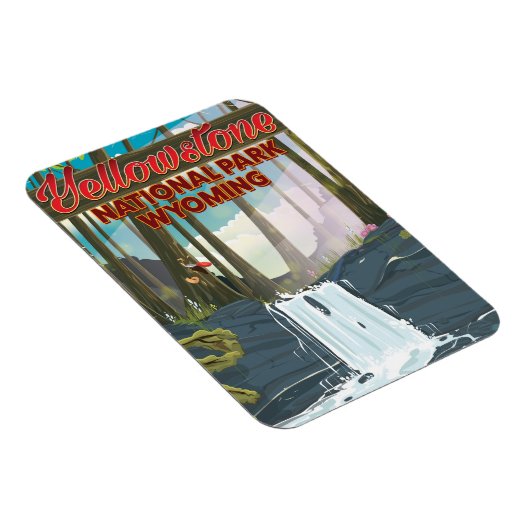 イエローストーン国立公園ワイオミング旅行ポスター マグネット (右側)