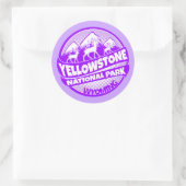 イエローストーン国立公園ワイオミンパープルステッカー ラウンドシール (バッグ)