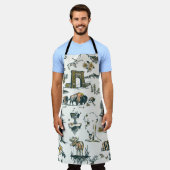 イエローストーン国立公園ワイルドライフパターン エプロン (着用した状態)