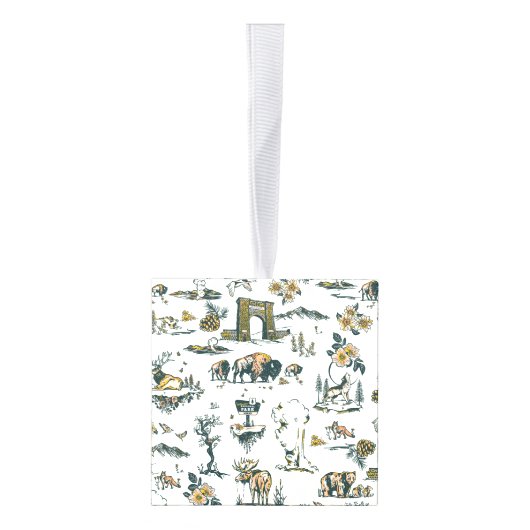 イエローストーン国立公園ワイルドライフパターン キューブオーナメント (右)