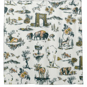 イエローストーン国立公園ワイルドライフパターン シャワーカーテン (正面)