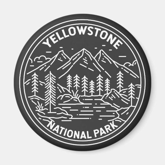 イエローストーン国立公園ヴィンテージモノリン マグネット (正面)
