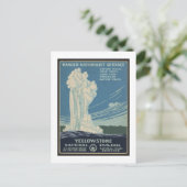 イエローストーン国立公園ヴィンテージ旅行ポスター ポストカード (スタンド正面)