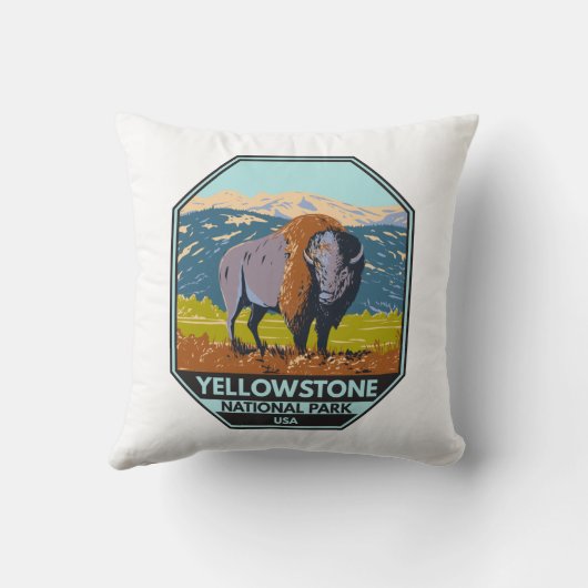 イエローストーン国立公園北アメリカンバイソン クッション (裏面)