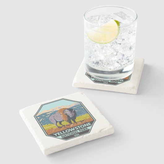 イエローストーン国立公園北アメリカンバイソン ストーンコースター (横)