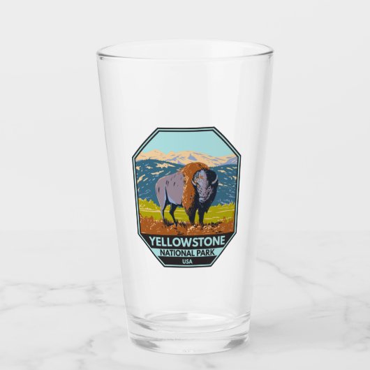 イエローストーン国立公園北アメリカンバイソン タンブラーグラス (正面)