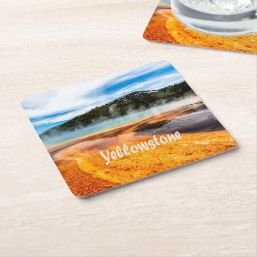 イエローストーン国立公園山自然動物 スクエアペーパーコースター (アングル)