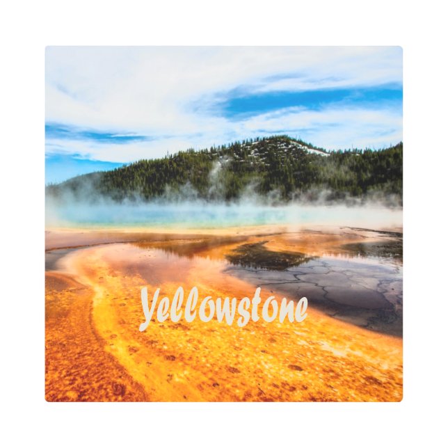 イエローストーン国立公園山自然動物 メタルプリント (正面)