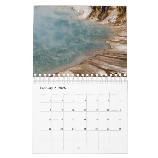 イエローストーン国立公園抽象芸術 カレンダー (2月 2026)