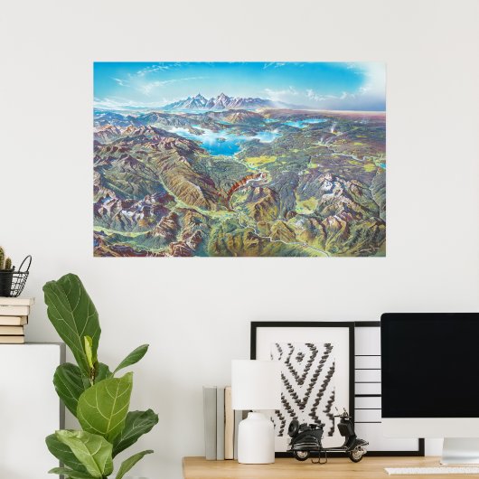 イエローストーン国立公園景観(ラベルなし) ポスター (ホームオフィス)