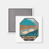 イエローストーン国立公園泥火山ヴィンテージ マグネット (正面/裏面)