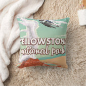 イエローストーン国立公園漫画旅行ポスター クッション (ブランケット)