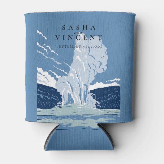 イエローストーン国立公園結婚レトロ 缶クーラー (正面)