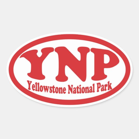イエローストーン国立公園赤いオーバルステッカー 楕円形シール (正面)