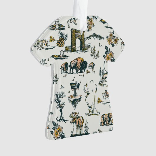 イエローストーン国立公園野生生物パターン オーナメント (正面)