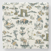 イエローストーン国立公園野生生物パターン ストーンコースター (正面)