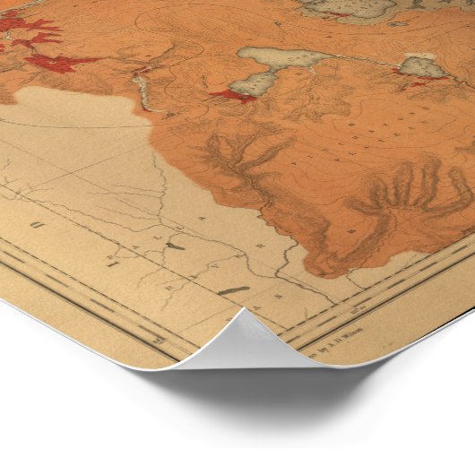 イエローストーン国立公園1878年地質調査地図 ポスター (角)