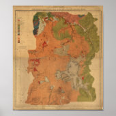 イエローストーン国立公園1878年地質調査地図 ポスター (正面)