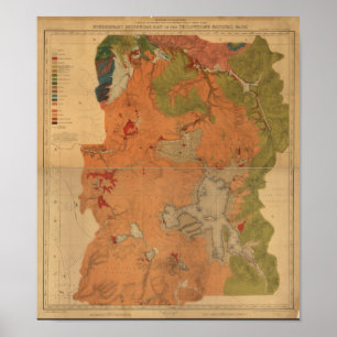 イエローストーン国立公園1878年地質調査地図 ポスター