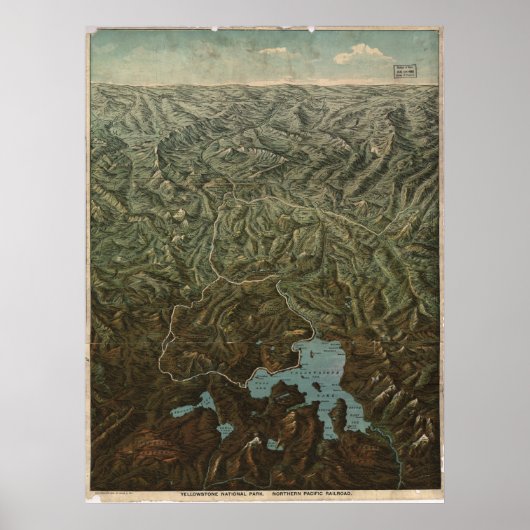 イエローストーン国立公園1895パノラママップ ポスター (正面)
