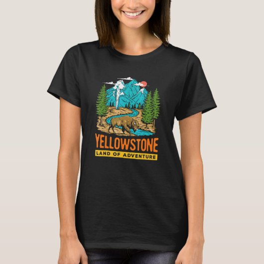 イエローストーン国立公園 アメリカ ヴィンテージ 米国 ワイオミング州 P Tシャツ (正面)