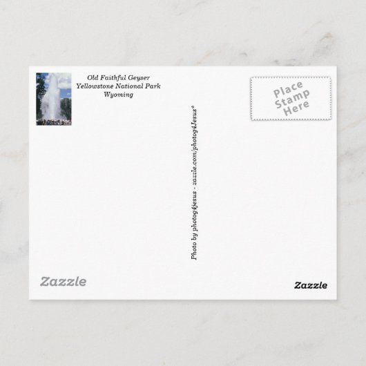 イエローストーン国立公園 オールドフェイスフル ポストカード (裏面)