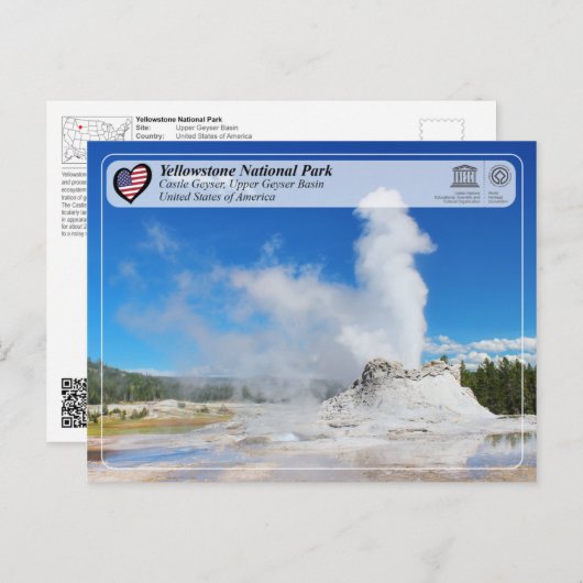 イエローストーン国立公園 – キャッスルゲイザー ポストカード (正面/裏面)