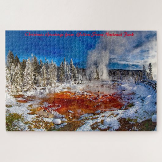 イエローストーン国立公園。クリスマスグリーティング ジグソーパズル (横)